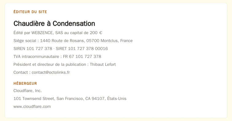 Coordonnées légales de l&rsquo;éditeur et de l&rsquo;hébergeur du site